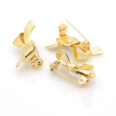 Bowknot Brass Brooches Findings X-KK-F0272-G-1