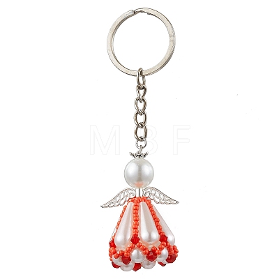 Glass Seed Bead with Acrylic Angel Keychain KEYC-MZ00026-04-1