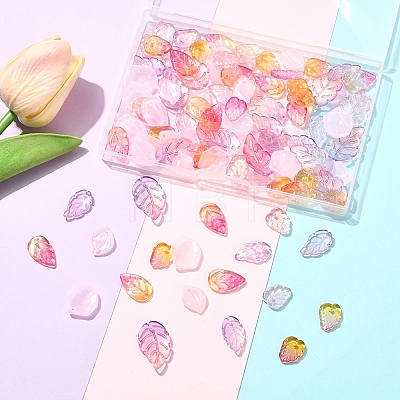 105Pcs 7 Styles Transparent Spray Painted Glass Pendants GLAA-YW0005-89-1