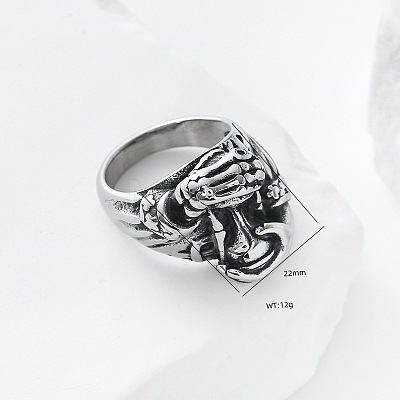 Vintage Punk 304 Stainless Steel Finger Rings YJ4863-3-1