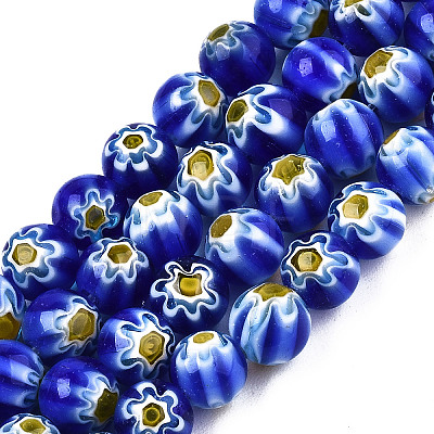 Round Millefiori Glass Beads Strands X1-LK-P001-34-1