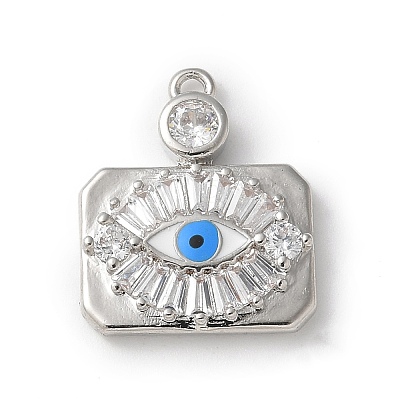 Rack Plating Brass Micro Pave Cubic Zirconia Enamel Pendants KK-P290-56C-P-1