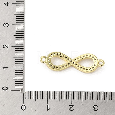 Rack Plating Brass Micro Pave Clear Cubic Zirconia Infinity Connector Charms KK-C052-42B-G-1