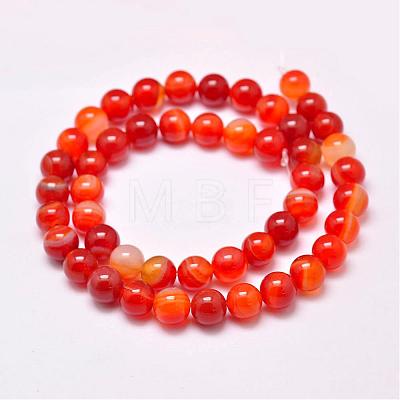 Natural Striped Agate/Banded Agate Bead Strands G-G962-6mm-14-1