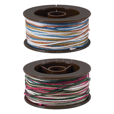 2 Rolls 2 Colors Segment Dyed Round Polyester Twisted Cords OCOR-TA0003-71-1
