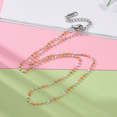 Glass Seed Beads Beaded Necklaces NJEW-JN03277-1