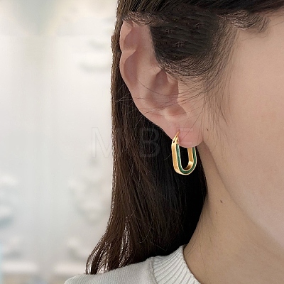 Brass Enamel Hoop Earrings WG72E93-01-1