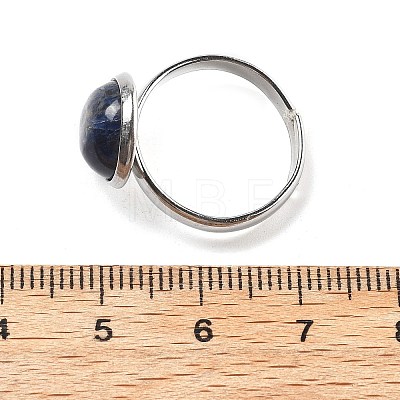 Half Round Natural Sodalite Finger Rings RJEW-M062-01P-29-1