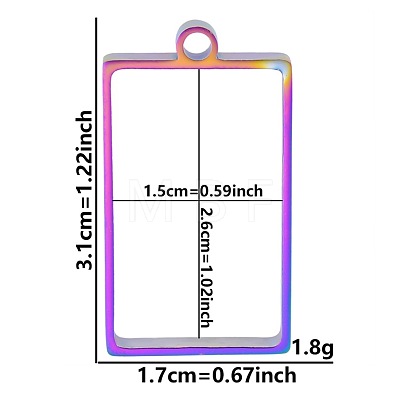 Stainless Steel Open Back Bezel Pendants PW-WGB5BE7-37-1