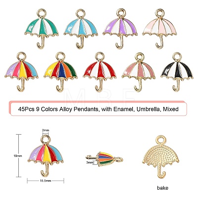 45Pcs 9 Colors Alloy Pendants ENAM-CJ0002-73-1