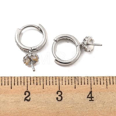 Brass Micro Pave Clear Cubic Zirconia Hoop Earring Findings KK-G490-12P-1