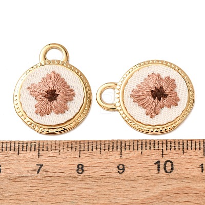 304 Stainless Steel & Cloth Embroidered Pendants FB-CBAFBAF-08G-02-1