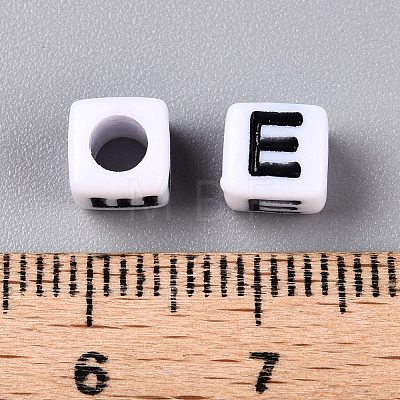 Large Hole Acrylic Letter European Beads SACR-Q103-6mm-01E-1