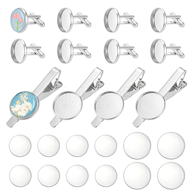 DIY Brass Cufflinks & Tie Clip Making Kits DIY-PH0035-72A-1
