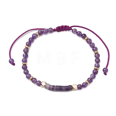 Natural Amethyst Braided Bead Bracelets BJEW-JB11241-01-1