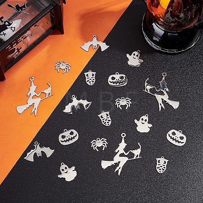 Unicraftale 12Pcs 6 201 & 304 Styles Stainless Steel Pendants STAS-UN0034-14-1