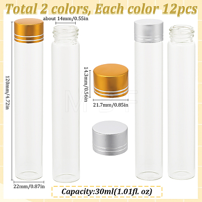 SUNNYCLUE 24Pcs 2 Colors Clear Glass Bottles Bead Containers CON-SC0001-13C-01-1