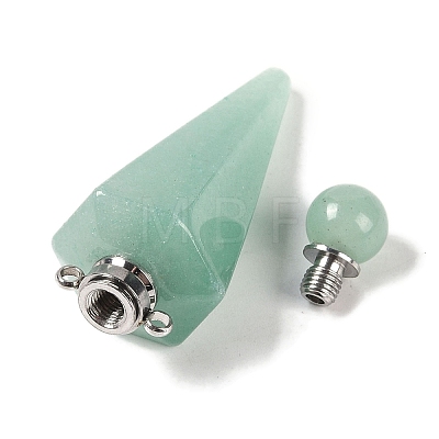 Natural Green Aventurine Faceted Cone Openable Perfume Bottle Big Pendants G-L524-18P-13-1