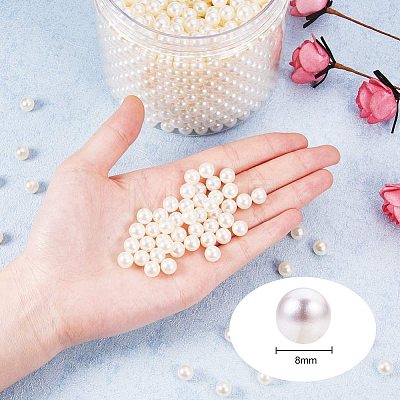 ABS Plastic Imitation Pearl Round Beads PH-MACR-F033-8mm-24-1