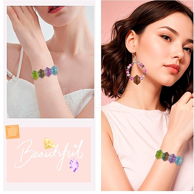 40Pcs 8 Colors Transparent Handmade Lampwork Beads LAMP-YW0004-37-1