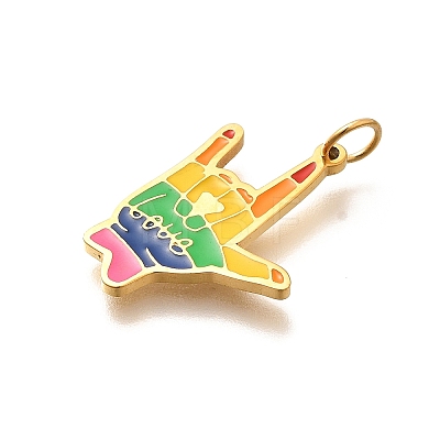 Pride 304 Stainless Steel Enamel Pendants LS-STAS-B079-01G-15-1