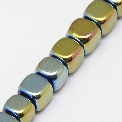 Electroplate Non-magnetic Synthetic Hematite Beads Strands G-J172-3x3mm-06-1