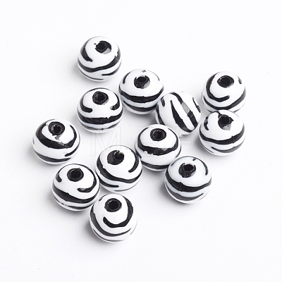 Chunky Bubblegum White and Black Acrylic Zebra Striped Style Heart Beads X-SACR-C020-42-1