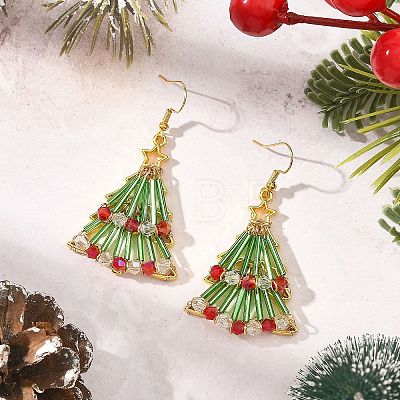 Christmas Glass & Alloy Dangle Earrings EJEW-JE07527-1