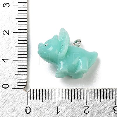 Opaque Resin Dinosaur Pendants RESI-Z028-02D-1