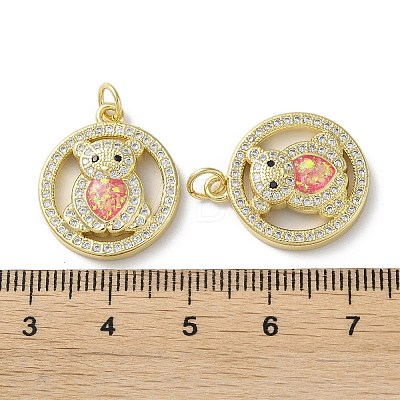 Brass Micro Pave Clear Cubic Zirconia Pendants KK-C045-04G-1