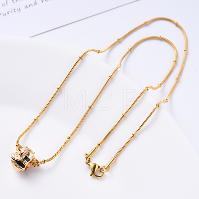 Vacuum Plating 304 Stainless Steel Round Snake Chain Necklace NJEW-S420-009B-G-1