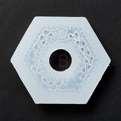 Imitation Embedded Rhinestone Hexagon Pendant Silicone Molds DIY-I090-12-1