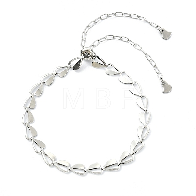 Adjustable Brass Heart Link Slider Bracelets for Women BJEW-JB13600-02-1