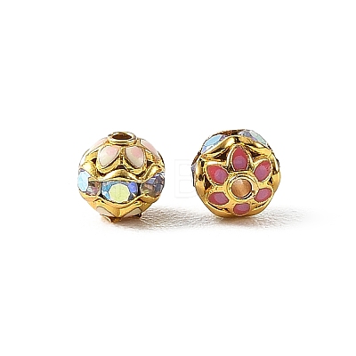 Brass & Alloy & Rhinestone Enamel Beads RB-CBA973B-11E-G-1