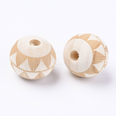 Unfinished Natural Wood European Beads WOOD-S057-006B-1