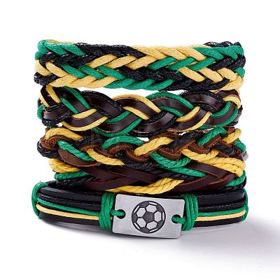 Leather Cord Bracelets Set for Men Women BJEW-C005-02D-1