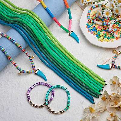 10 Strands 5 Colors Flat Round Handmade Polymer Clay Beads CLAY-SZ0002-02B-1