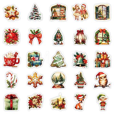 50Pcs Christmas Eve Theme Cartoon Paper Stickers DIY-P085-11-1