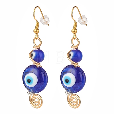 Lampwork Evil Eye Dangle Earrings EJEW-JE04918-1