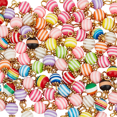 100Pcs Stripe Resin Connector Charms FIND-DC0002-40-1