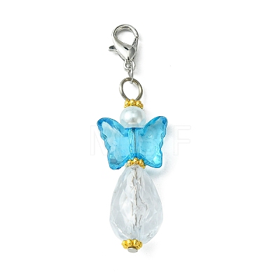 Butterfly Transparent Acrylic Beads Pendants HJEW-JM00574-1