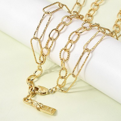6MM Brass Double Layer Mixed Chain Necklaces NJEW-L013-04G-1