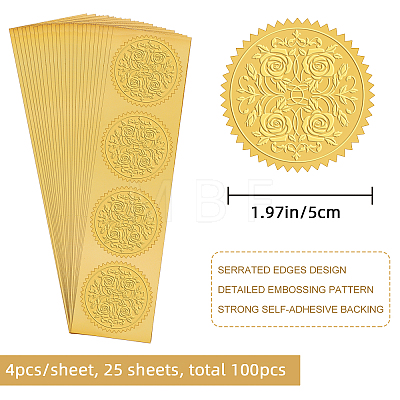 Self Adhesive Gold Foil Embossed Stickers DIY-WH0211-204-1