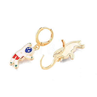 Enamel Spaceman Dangle Leverback Earrings EJEW-N012-91-1