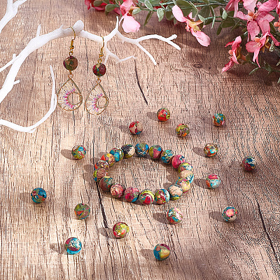 45Pcs Dyed Natural Imperial Jasper Beads G-SC0003-90A-1