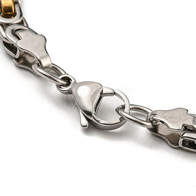 Two Tone 304 Stainless Steel Byzantine Chain Bracelet BJEW-B078-47A-1