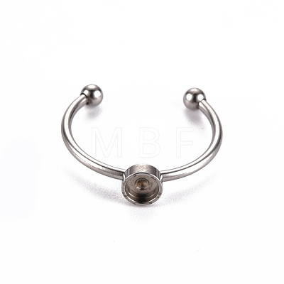 201 Stainless Steel Cuff Pad Ring Settings STAS-S080-042A-P-1