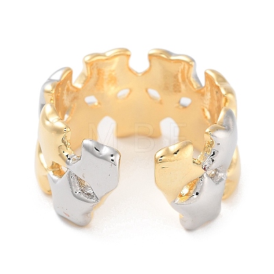 Brass Star Open Cuff Ring for Women RJEW-C102-17GP-1