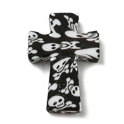 Cross with Skull Silicone Focal Beads SIL-G006-02H-1