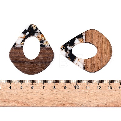 Transparent Resin and Walnut Wood Pendants RESI-T057-07A-1